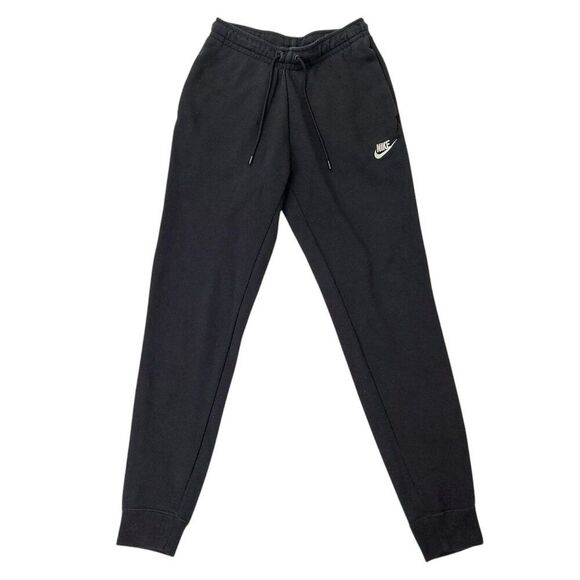 Nike Sweatpants Junior XS Black Swoosh Fleece Knit Comfy Athletic Performance - Picture 1 of 10